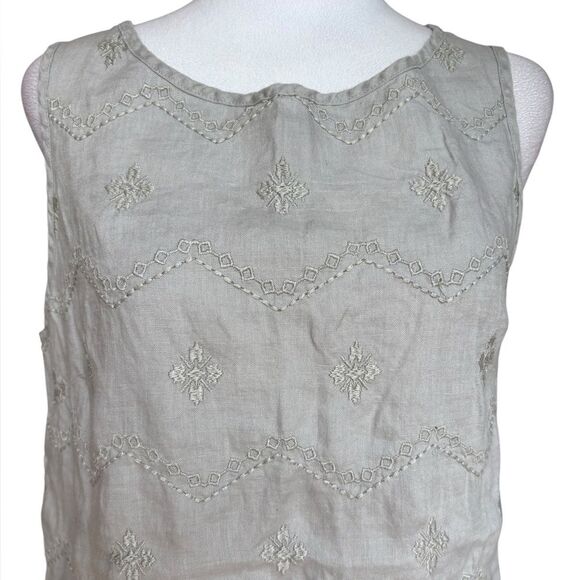 Saint Tropez West Tank 100% Linen Embroidered Bohemian Peasant Womens Small - Picture 4 of 8